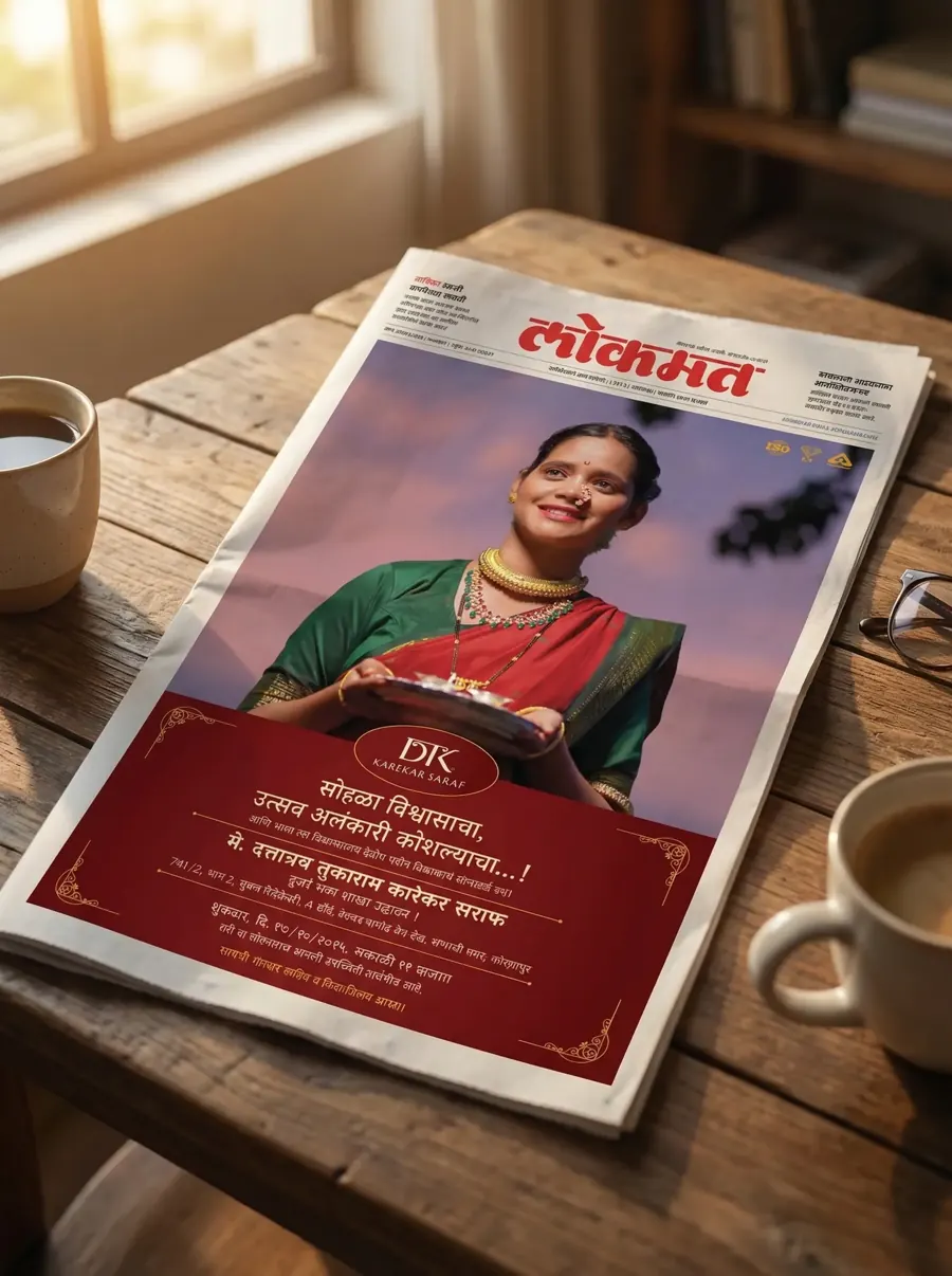 DTK Jewellers newspaper advertisement on a wooden table
