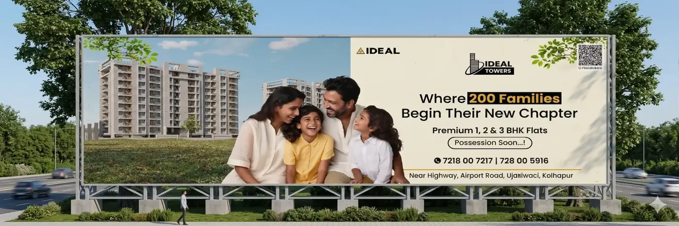 Real estate hoarding with a family and a new apartment building